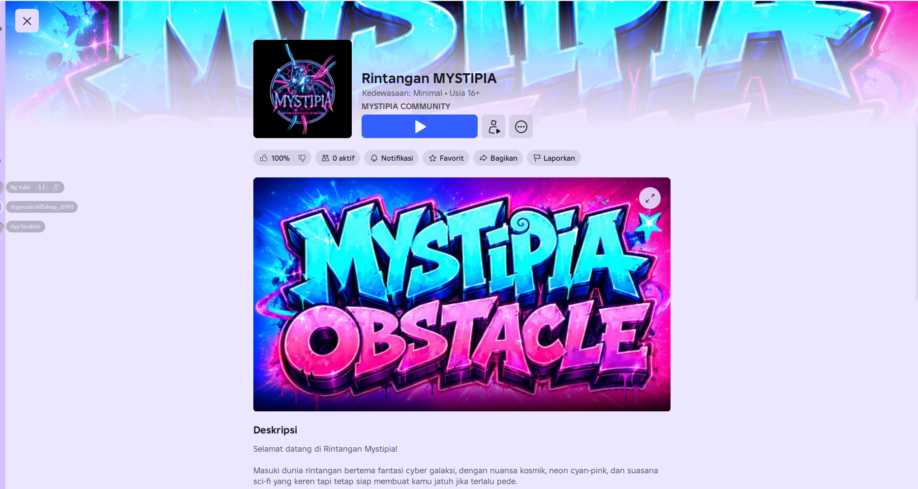 Poster Mystipia Obstacle dari halaman Roblox