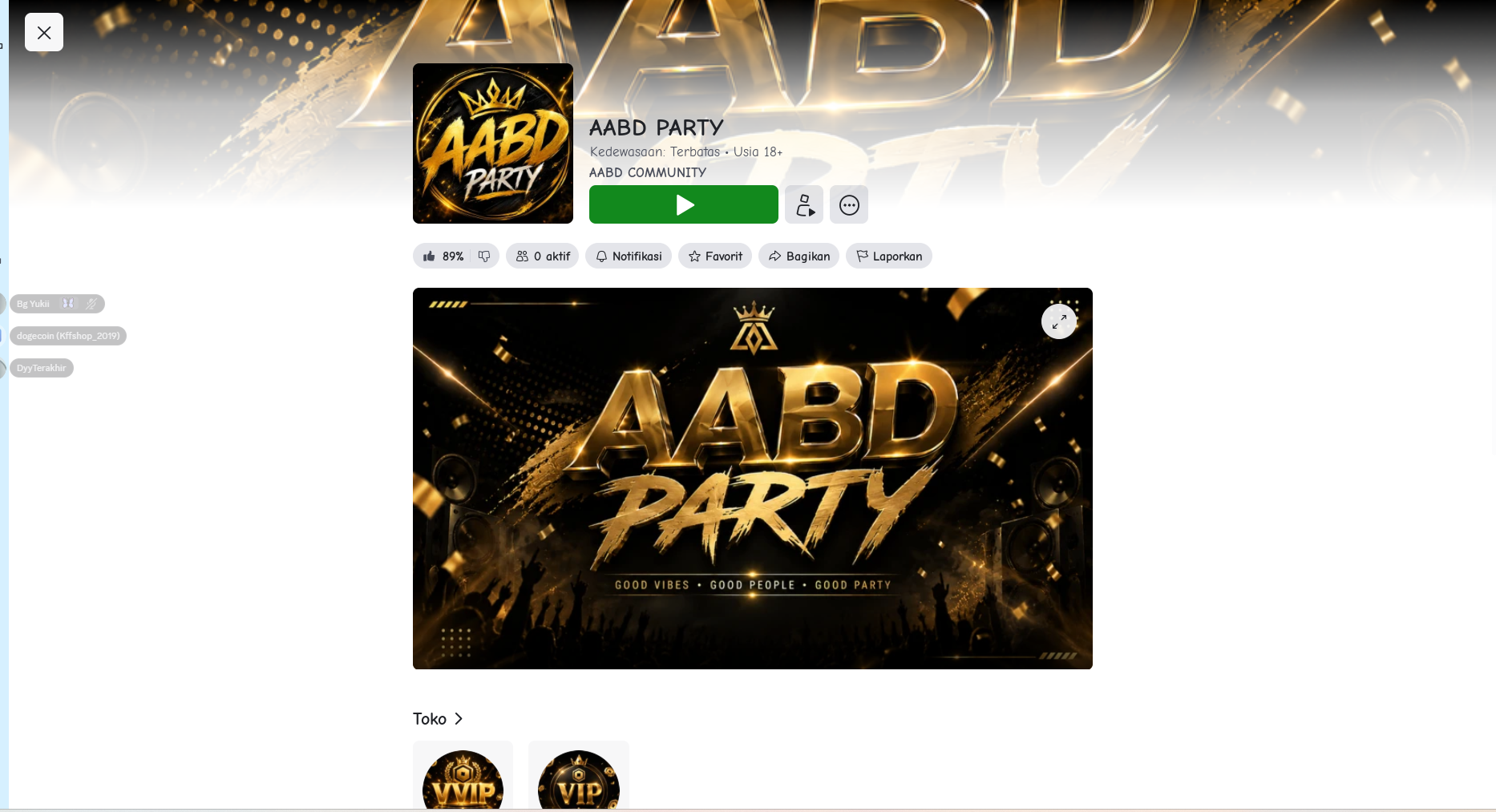 Poster AABD Party dari halaman Roblox